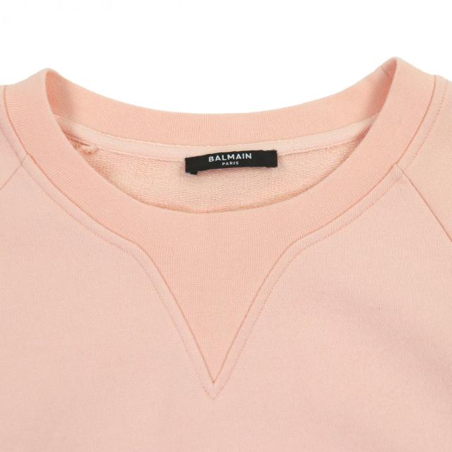 極美品▼BALMAIN バルマン JQ005B027 コットン100% ロゴプリント プルオーバー トレーナー ジャージ スウェット ピンク XL 正規品 メンズ_1