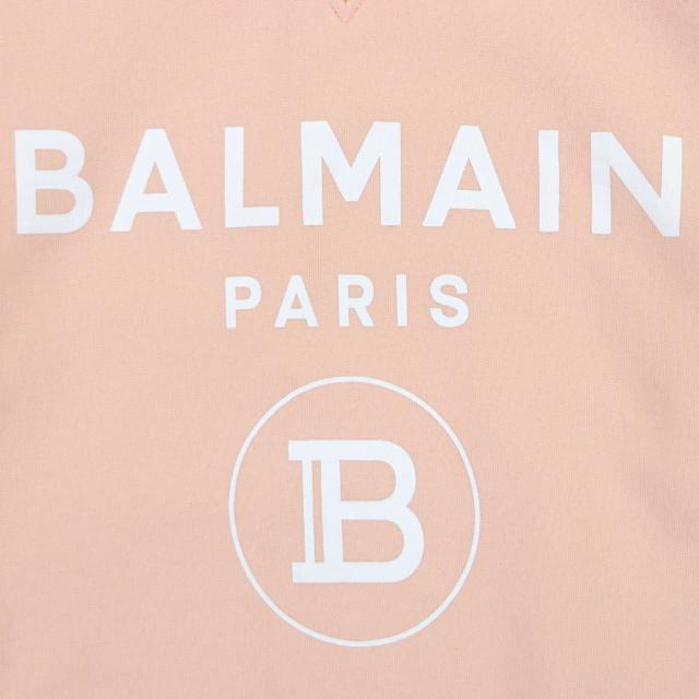 極美品▼BALMAIN バルマン JQ005B027 コットン100% ロゴプリント プルオーバー トレーナー ジャージ スウェット ピンク XL 正規品 メンズ_3