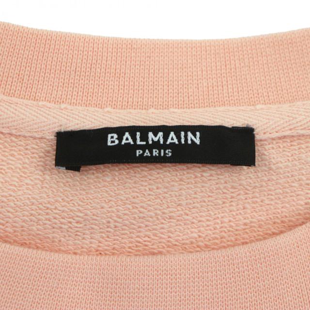 極美品▼BALMAIN バルマン JQ005B027 コットン100% ロゴプリント プルオーバー トレーナー ジャージ スウェット ピンク XL 正規品 メンズ_4