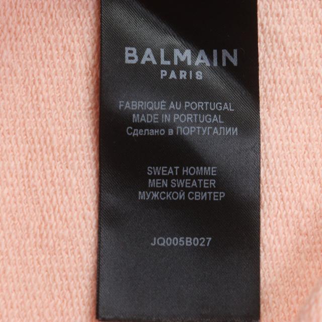 極美品▼BALMAIN バルマン JQ005B027 コットン100% ロゴプリント プルオーバー トレーナー ジャージ スウェット ピンク XL 正規品 メンズ_6