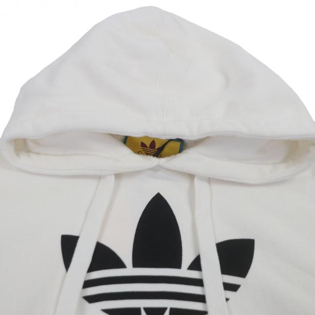 未使用品▼GUCCI adidas グッチ アディダス 23SS 717427 コットン100% ロゴプリント プルオーバー パーカー ホワイト S 正規品 メンズ_1