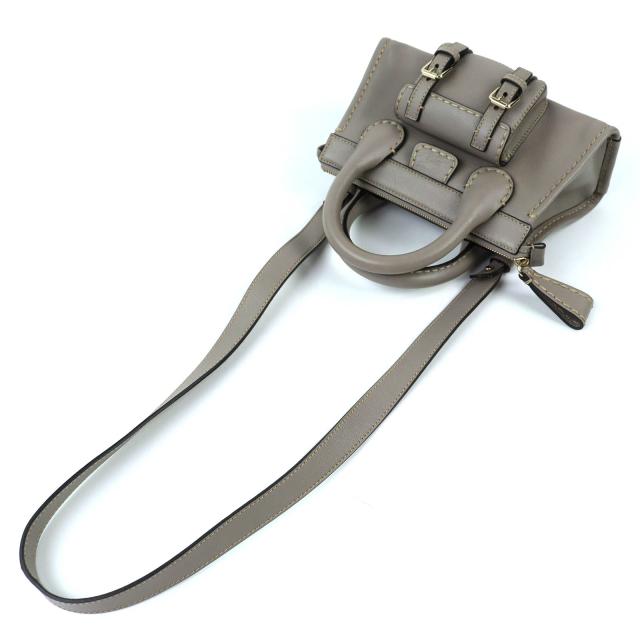 極美品△Chloe クロエ CHC21WS451F43053 EDITH MINI BAG レザー 2WAY ハンドバッグ ショルダーバッグ カシミアグレー 袋付き レディース_3