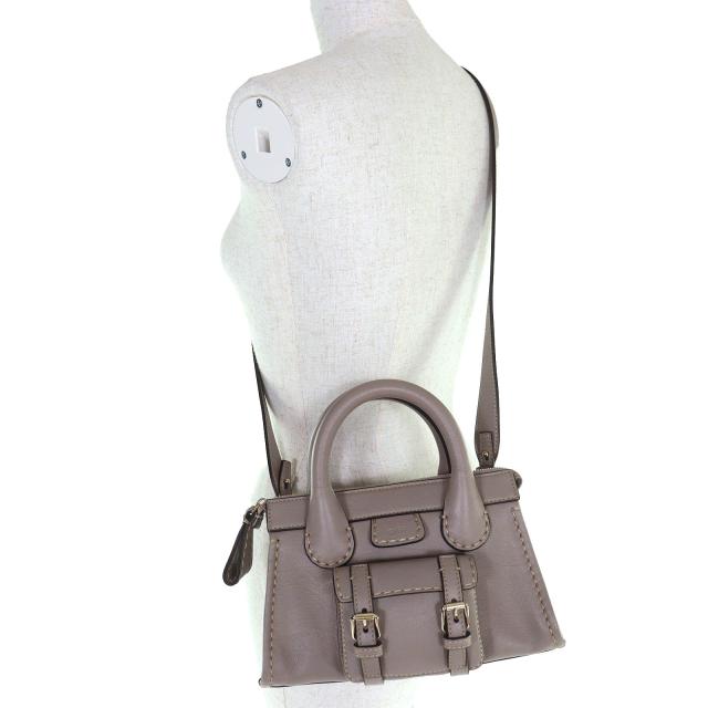 極美品△Chloe クロエ CHC21WS451F43053 EDITH MINI BAG レザー 2WAY ハンドバッグ ショルダーバッグ カシミアグレー 袋付き レディース_7