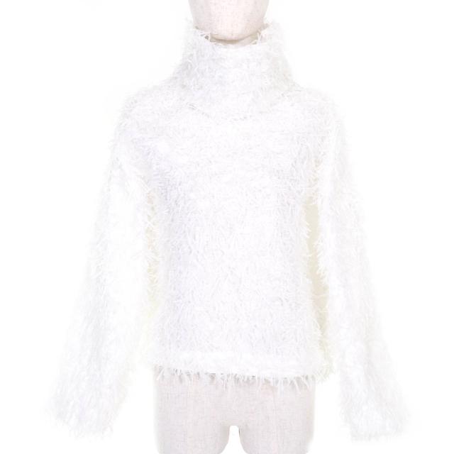 極美品◇ISSEY MIYAKE イッセイミヤケ IM03FJ081 SHAGGY シャギー ロングスリーブ プルオーバー ホワイト 2 日本製 正規品 レディース