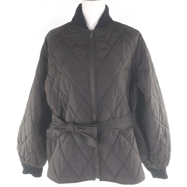美品□WEEKEND MaxMara ウィークエンド マックスマーラ 548604136 ベルテッド キルティングジャケット ブラウン 42 正規品 レディース