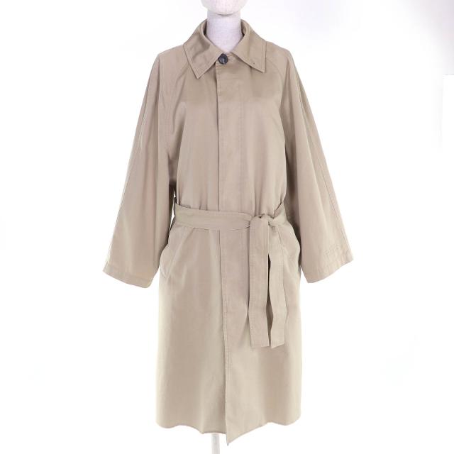 美品△MM6 Maison Margiela エムエムシックス メゾンマルジェラ 24SS S52AH0074 裾切りっぱなし加工 ロゴ刺繍 トレンチコート 36 正規品