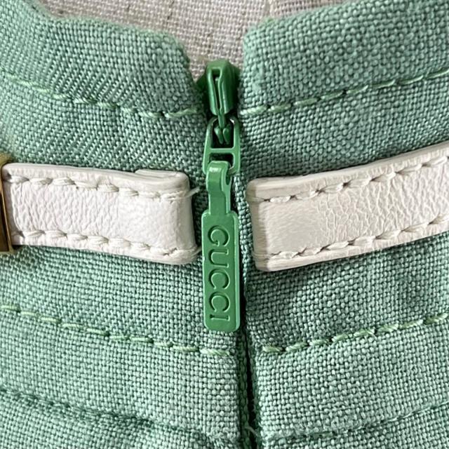 極美品▲GUCCI グッチ 652132 リネン混 GGマーモント フレア スカート ミントグリーン 36 イタリア製 正規品 レディース_4