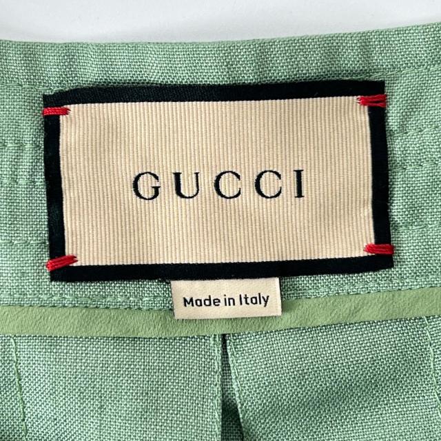 極美品▲GUCCI グッチ 652132 リネン混 GGマーモント フレア スカート ミントグリーン 36 イタリア製 正規品 レディース_7