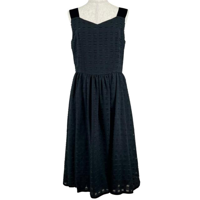 極美品▲FOXEY BOUTIQUE フォクシー ブティック 40155 コットン ノースリ ドレス ワンピース ブラック 40 日本製 正規品 レディース