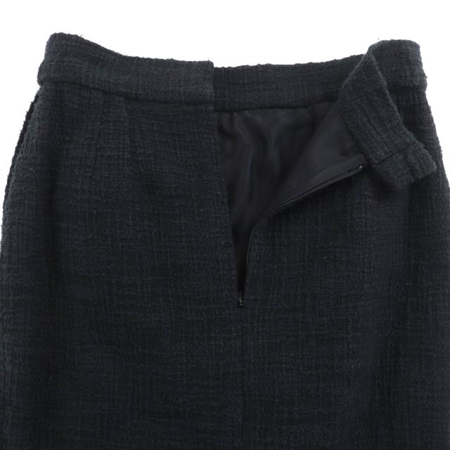 美品◇CHANEL シャネル P43905V32289 ココマークボタン付き コットン100％ 裏地シルク100％ ツイードスカート 黒 38 フランス製 正規品_4
