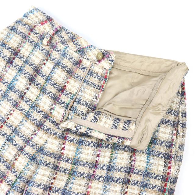 極美品△ETRO エトロ 211-14096-1579 コットン チェック柄 裾フリンジ ツイード パンツ ベージュ マルチカラー 42 伊製 正規品 メンズ_5