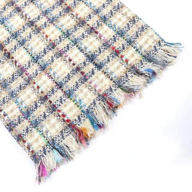 極美品△ETRO エトロ 211-14096-1579 コットン チェック柄 裾フリンジ ツイード パンツ ベージュ マルチカラー 42 伊製 正規品 メンズ_4