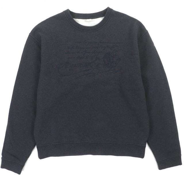 美品▼BERLUTI ベルルッティ コットン100% スクリット カリグラフィ プルオーバー トレーナー スウェット グレー L 伊製 正規品 メンズ