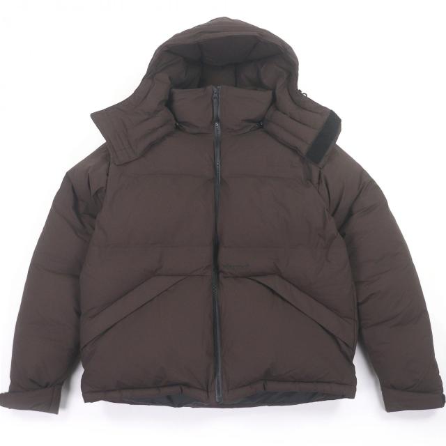 極美品□MARMOT マーモット TOMQJL34VA VAINL ARCHIVE ロゴ刺繍 GORE-TEX パフ フーデッド ダウンジャケット ブラウン M 正規品 メンズ