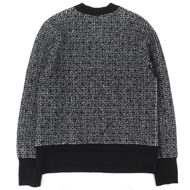 美品△GIVENCHY ジバンシィ BM90H84Y9F ウール 4G ロゴ総柄 長袖 ニット セーター ブラック ホワイト S 正規品 メンズ オススメ◎_1