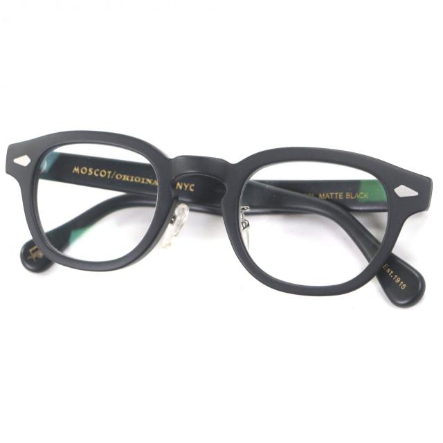 極美品▼MOSCOT モスコット LEMTOSH レムトッシュ メガネ 眼鏡 アイウェア マットブラック 44□24-140 度入り ケース付き メンズ