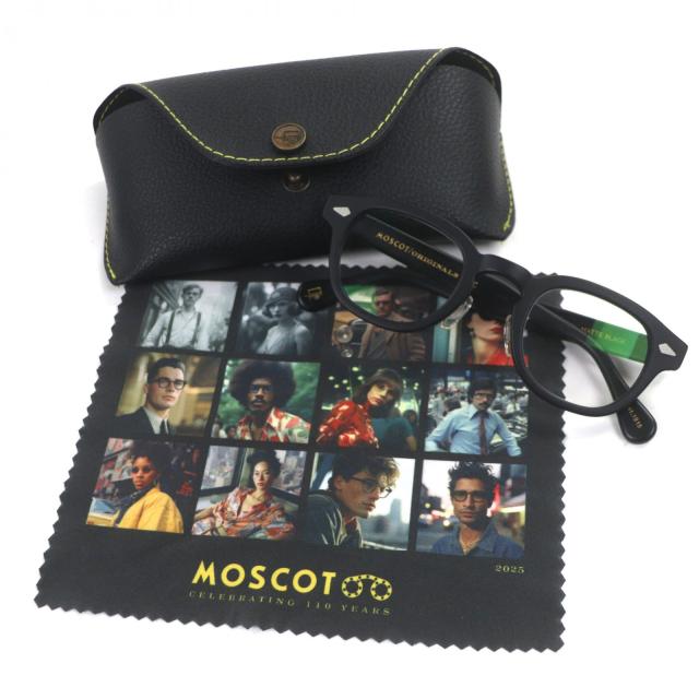 極美品▼MOSCOT モスコット LEMTOSH レムトッシュ メガネ 眼鏡 アイウェア マットブラック 44□24-140 度入り ケース付き メンズ