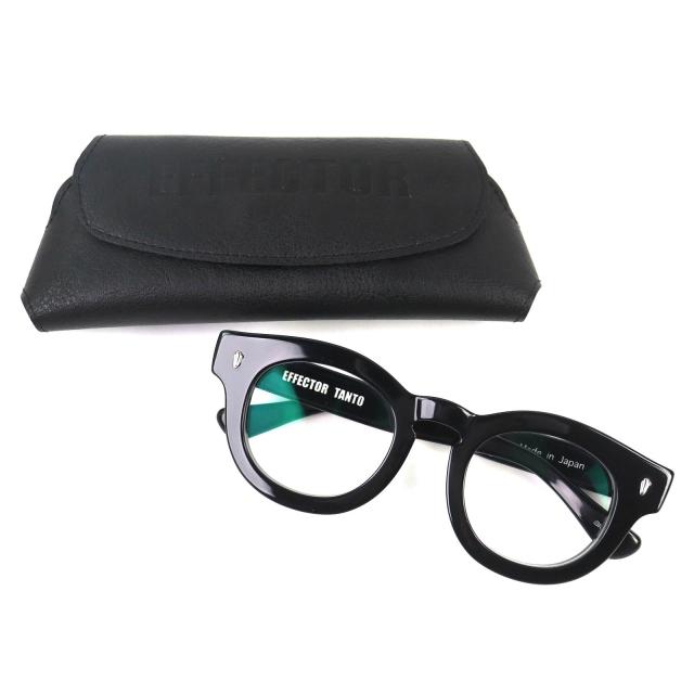 良品△EFFECTOR エフェクター TANTO ボストン メガネ 眼鏡 アイウェア ブラック 度入り ケース付き 日本製 メンズ