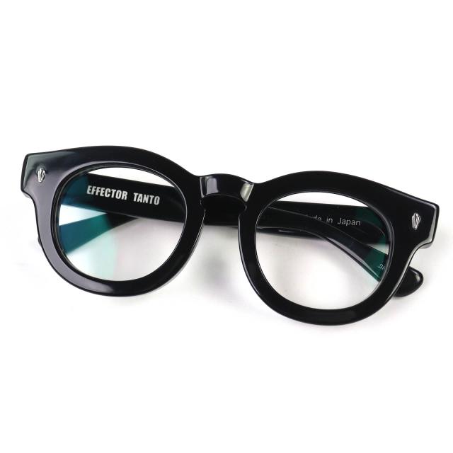 良品△EFFECTOR エフェクター TANTO ボストン メガネ 眼鏡 アイウェア ブラック 度入り ケース付き 日本製 メンズ