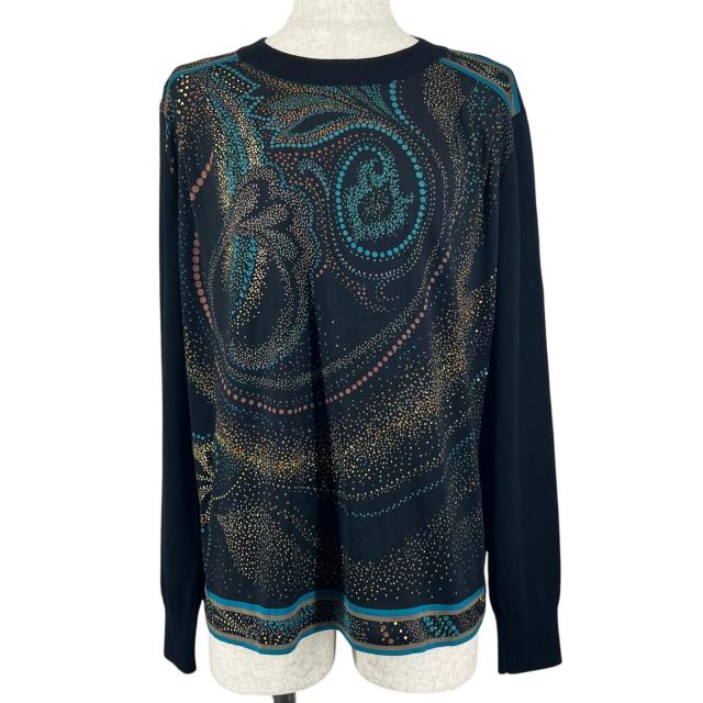 極美品▲LEONARD FASHION レオナール ファッション ウール シルク混 総柄 プルオーバー ニット マルチカラー L 日本製 正規品 レディース
