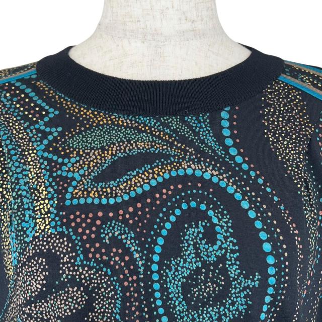 極美品▲LEONARD FASHION レオナール ファッション ウール シルク混 総柄 プルオーバー ニット マルチカラー L 日本製 正規品 レディース_2