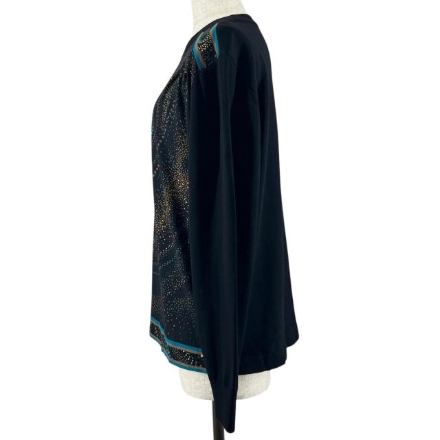 極美品▲LEONARD FASHION レオナール ファッション ウール シルク混 総柄 プルオーバー ニット マルチカラー L 日本製 正規品 レディース_3