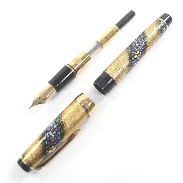 極美品□SAILOR セーラー ペン先21K Mニブ プロフェッショナルギア 内閣総理大臣特別慰労品 螺鈿蒔絵 桜流し 万年筆 ゴールド メンズ_2