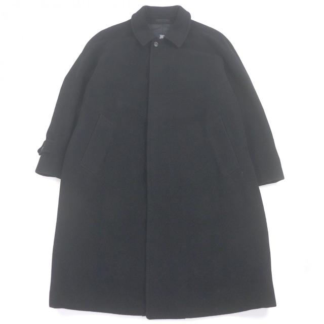 美品□BURBERRY LONDON バーバリーロンドン アンゴラ ミンク混 ロゴボタン 裏地チェック柄 ステンカラーコート 94-175-6 日本製 正規品