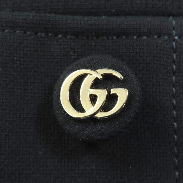 極美品◇GUCCI グッチ 813807 コットン100％ GGボタン ドレス ワンピース ブラック 42 ハンガー・ガーメント付き 伊製 正規品 レディース_5