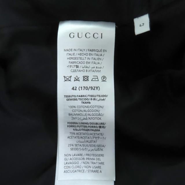 極美品◇GUCCI グッチ 813807 コットン100％ GGボタン ドレス ワンピース ブラック 42 ハンガー・ガーメント付き 伊製 正規品 レディース_8