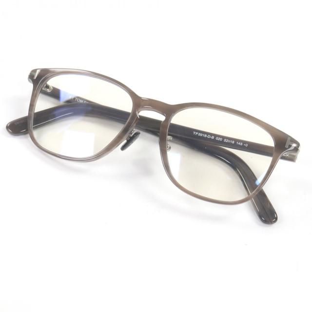 極美品□TOM FORD トムフォード TF5918-D-B ウェリントン ブルーライトカット メガネ 眼鏡 アイウェア グレーマーブル 52□18 イタリア製