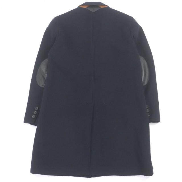 美品□COACH コーチ 33826 ウール100％ レザーエルボーパッチ チェスターコート ロングコート ネイビー M 正規品 メンズオススメ◎_3