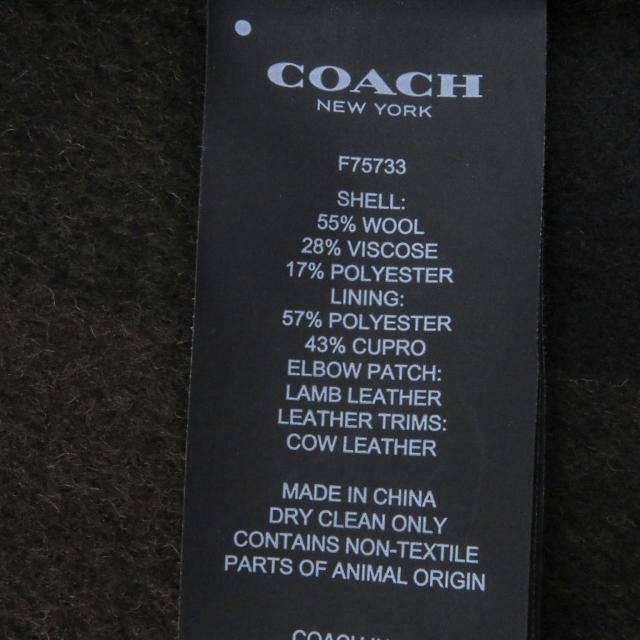 美品□COACH コーチ 33826 ウール100％ レザーエルボーパッチ チェスターコート ロングコート ネイビー M 正規品 メンズオススメ◎_8