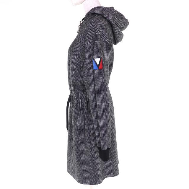 極美品△LOUIS VUITTON ルイヴィトン 23AW 1AC3MF プリンスオブウェールズフーディドレス グレンチェックワンピース S 正規品 定価365200_1