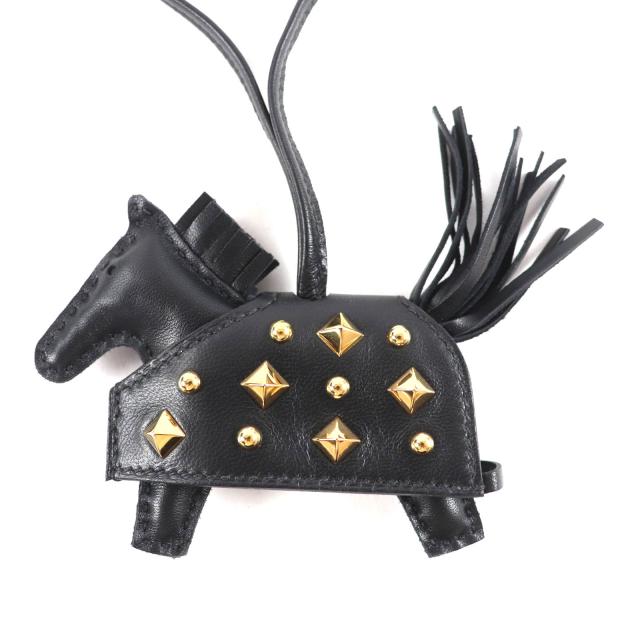 未使用品★HERMES エルメス ロデオ ロベオ ロックPM ノワール アニョーミロ ゴールド金具 スタッズ付 バッグチャーム K刻印 箱付き 仏製