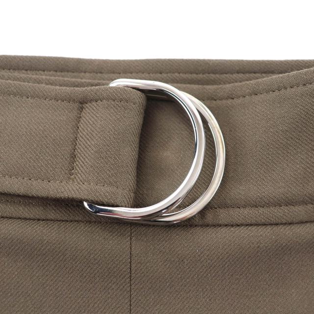 極美品★HERMES エルメス 22AW 2H0304DN ベルトデザイン 膝丈 ウールスカート タイトスカート ブラウン 34 フランス製 正規品 レディース_5