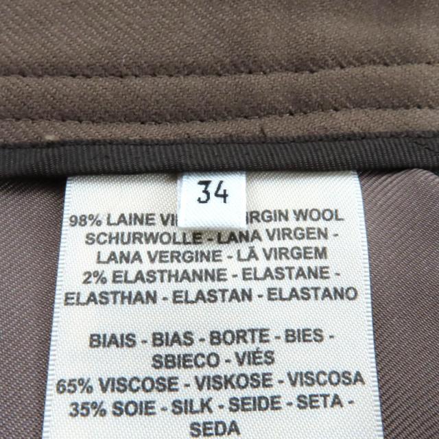 極美品★HERMES エルメス 22AW 2H0304DN ベルトデザイン 膝丈 ウールスカート タイトスカート ブラウン 34 フランス製 正規品 レディース_7
