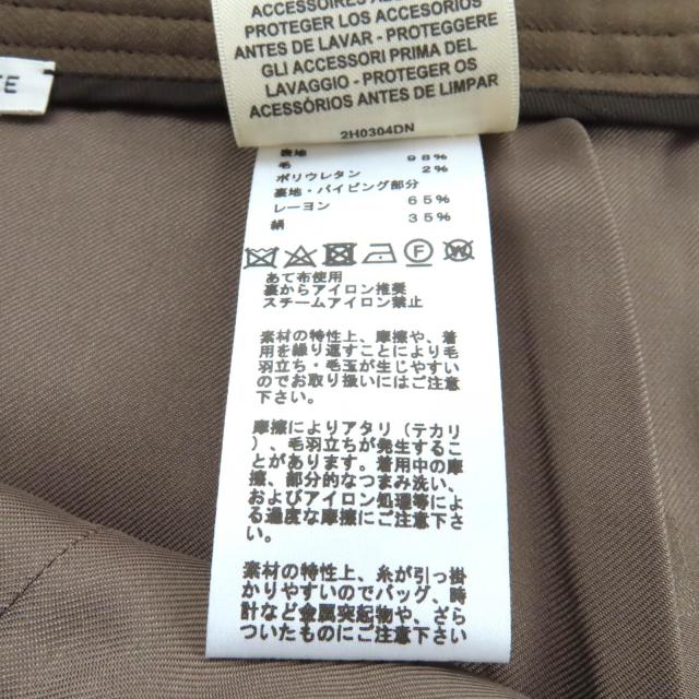 極美品★HERMES エルメス 22AW 2H0304DN ベルトデザイン 膝丈 ウールスカート タイトスカート ブラウン 34 フランス製 正規品 レディース_8