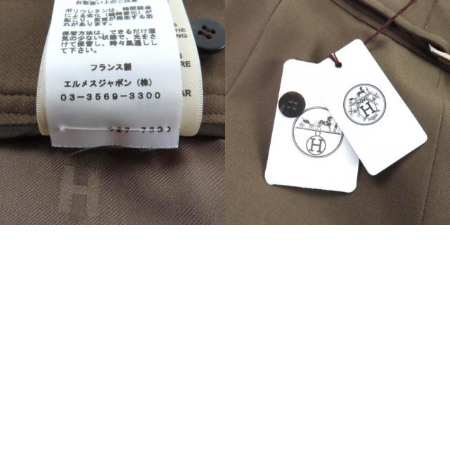 極美品★HERMES エルメス 22AW 2H0304DN ベルトデザイン 膝丈 ウールスカート タイトスカート ブラウン 34 フランス製 正規品 レディース_9