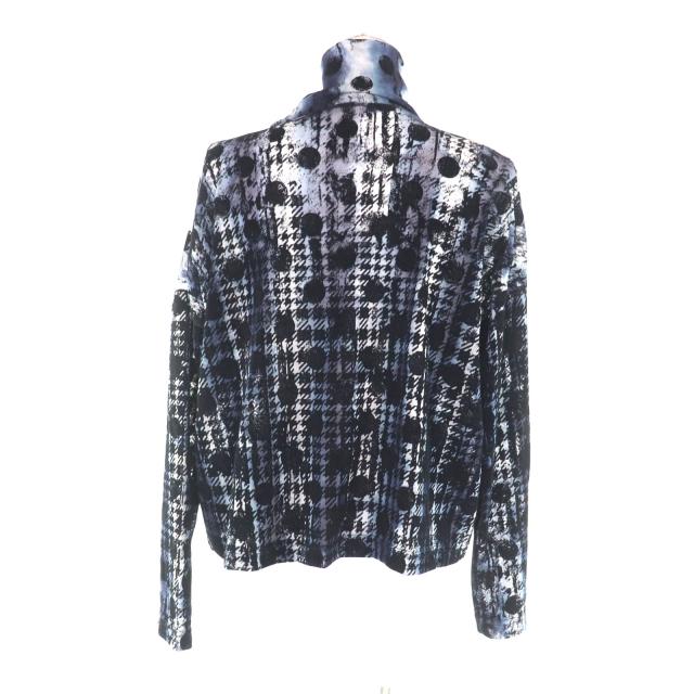 極美品★Y’s ワイズ YM-T20-676 千鳥格子 水玉 フロッキープリント ハイネック 長袖 トップス ネイビー ブラック 2 日本製 正規品_2
