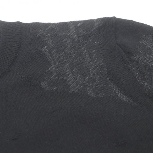 美品□DIOR ディオール オム 923M604AT937 オブリーク クラッシュオパール加工 薄手 長袖ニット セーター ブラック S イタリア製 メンズ_3