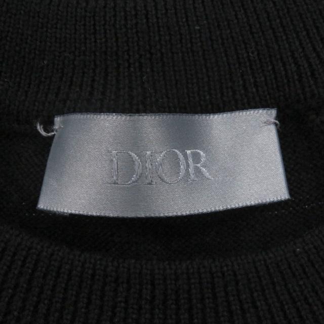 美品□DIOR ディオール オム 923M604AT937 オブリーク クラッシュオパール加工 薄手 長袖ニット セーター ブラック S イタリア製 メンズ_4