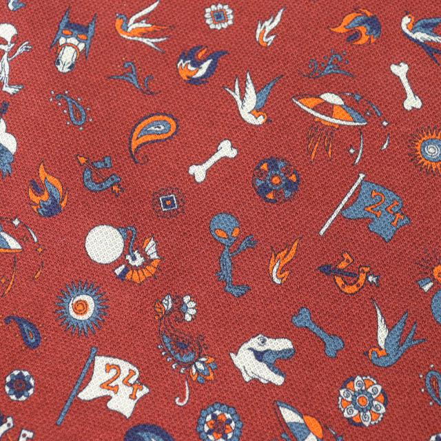 極美品△HERMES エルメス 22AW 22-5761 コットン100％ 総柄デザイン 半袖ポロシャツ ブラウン L 正規品 メンズ_4