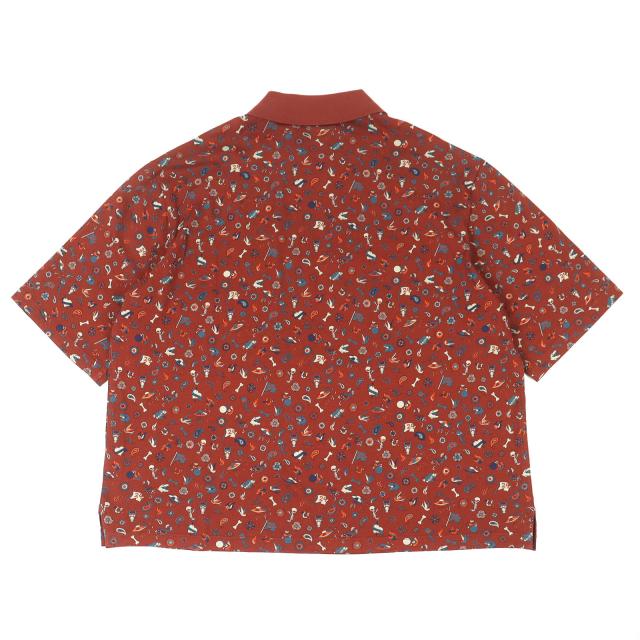 極美品△HERMES エルメス 22AW 22-5761 コットン100％ 総柄デザイン 半袖ポロシャツ ブラウン L 正規品 メンズ_1