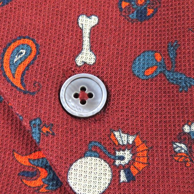 極美品△HERMES エルメス 22AW 22-5761 コットン100％ 総柄デザイン 半袖ポロシャツ ブラウン L 正規品 メンズ_3