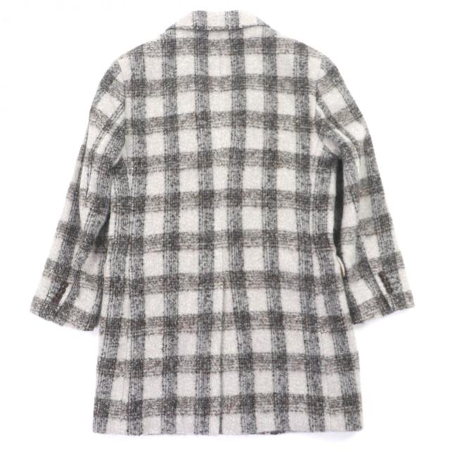 極美品▼ETRO エトロ アルパカ ウール チェック柄 ロゴ入りボタン チェスターコート ライトグレー ブラウン 46 イタリア製 正規品 メンズ_2