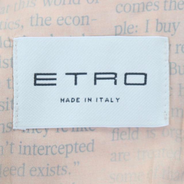 極美品▼ETRO エトロ アルパカ ウール チェック柄 ロゴ入りボタン チェスターコート ライトグレー ブラウン 46 イタリア製 正規品 メンズ_6