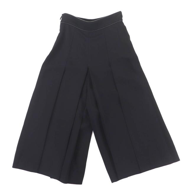 極美品◇GUCCI グッチ 596968 レザー使い インターロッキングG ホースビット プリーツ パンツ ブラック 36 イタリア製 正規品 レディース_1