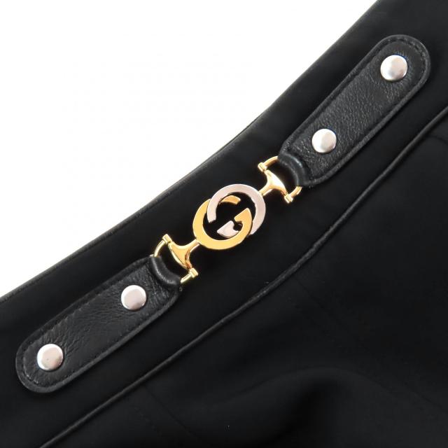 極美品◇GUCCI グッチ 596968 レザー使い インターロッキングG ホースビット プリーツ パンツ ブラック 36 イタリア製 正規品 レディース_4