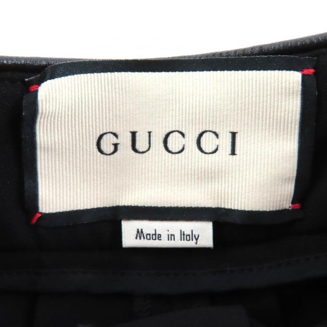 極美品◇GUCCI グッチ 596968 レザー使い インターロッキングG ホースビット プリーツ パンツ ブラック 36 イタリア製 正規品 レディース_6